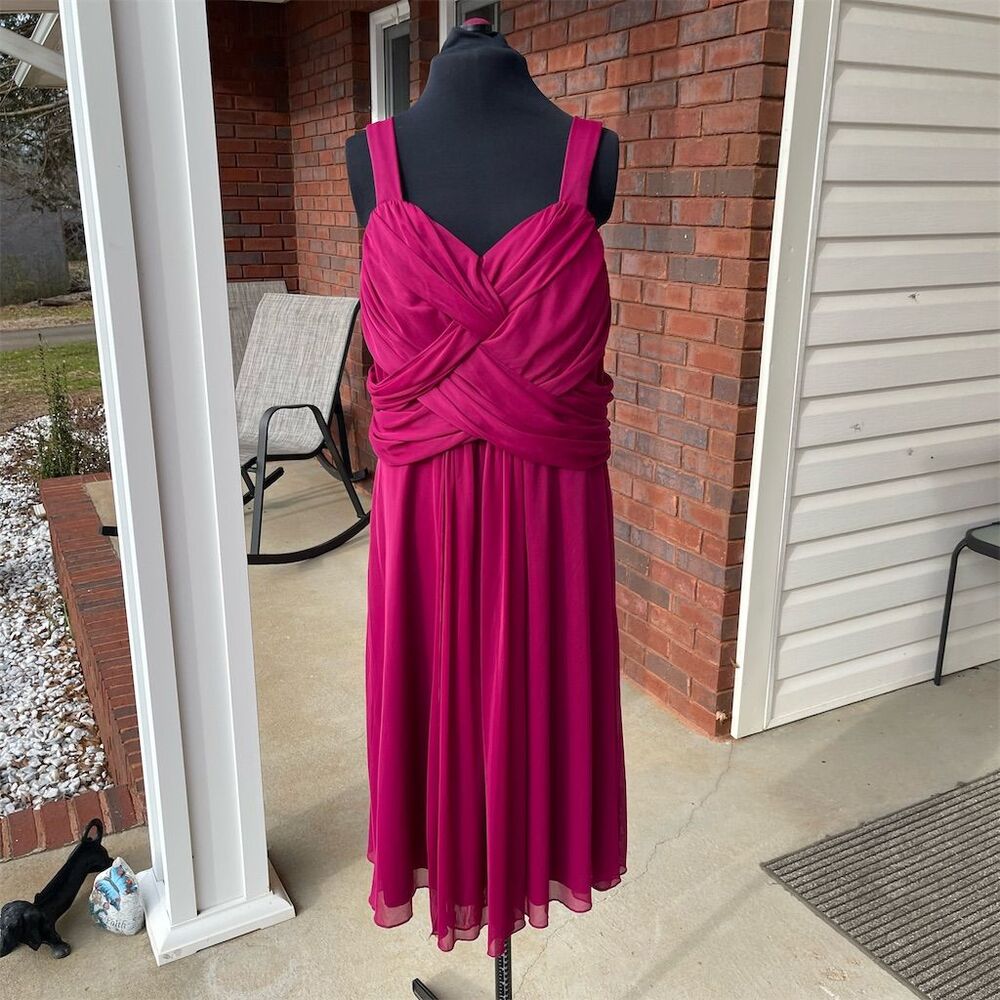 Maurice's Women's M Pink Sleeveless Draped Cocktail Dress Knee Length